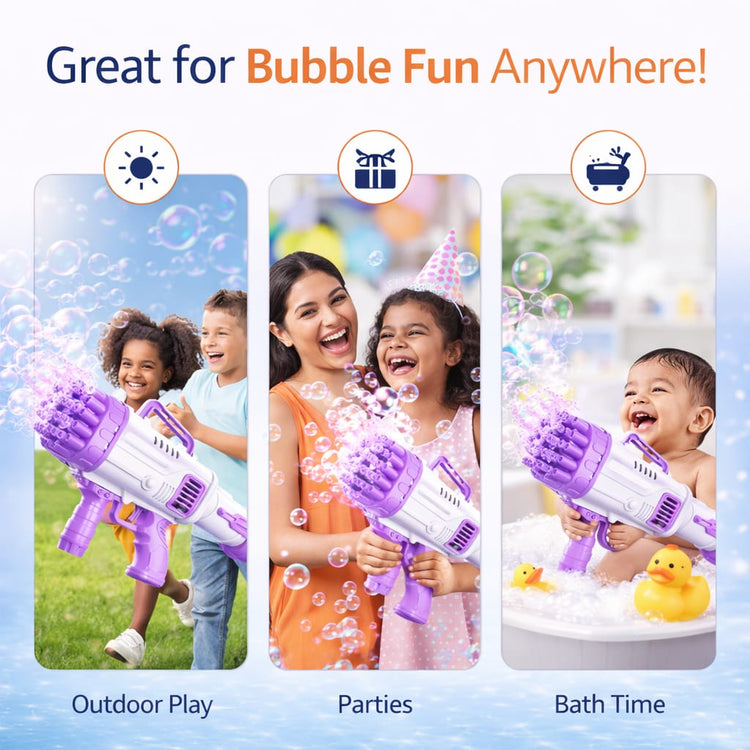 32-Hole Automatic Bubble Gun Machine for Kids – Electric Bubble Blaster Toy with High Output Bubbles, Lightweight Handheld Bubble Maker for Outdoor Summer Beach Party, Birthday Gifts (Purple , Green , Red)