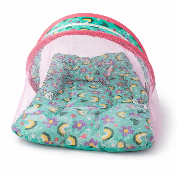 DHOOTHA™ Baby Mosquito Bed Set with Net | Foldable Infant Sleeping Bed with Protective Mesh Cover | Breathable Cushion Mattress, Portable & Travel Friendly | Newborn Safety Bedding for 0–12 Months