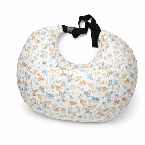 Adjustable C-Shaped Nursing Pillow with Strap – Baby Feeding Support Cushion for Breastfeeding & Bottle Feeding, Soft Cotton Maternity Pillow for Newborns & Infants (Cute Print)