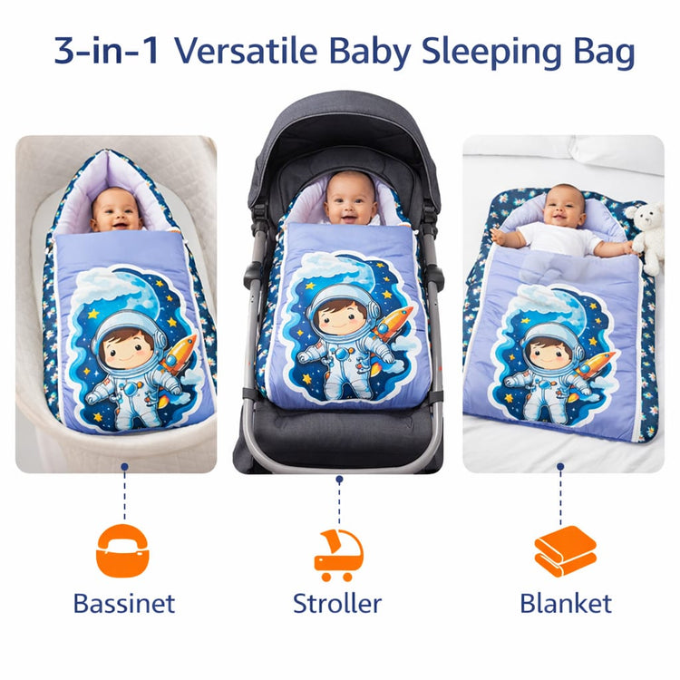 Dhootha™ 3-in-1 Baby Sleeping Bag & Carry Nest for Newborn (0–12 Months) | Portable Cotton Infant Bed Cum Bassinet for Co-Sleeping & Travel | Soft, Foldable, Washable Unisex Bedding Set