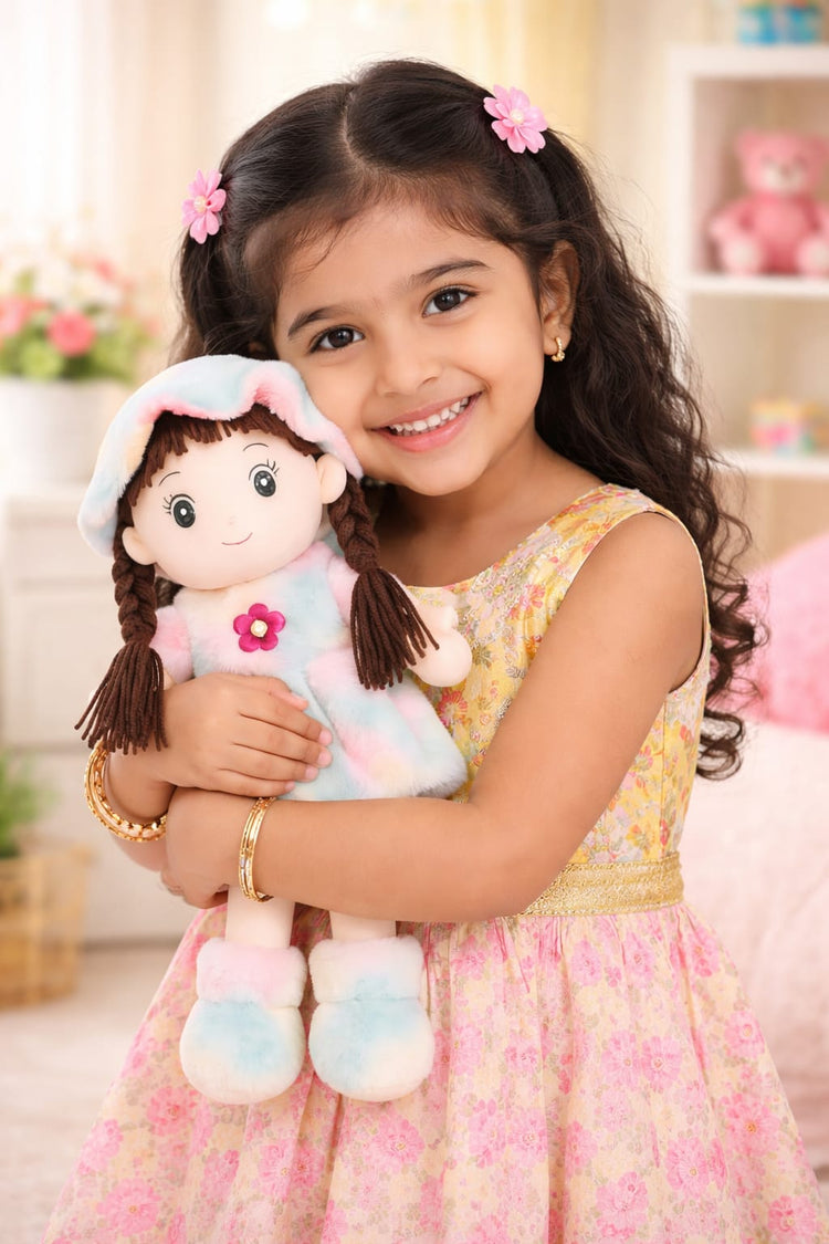 DHOOTHA™ Baby Girl Soft Toy Doll for Kids | Cute Plush Stuffed Doll with Dress | Ultra Soft Huggable Gift for Girls | Birthday & Baby Shower Present