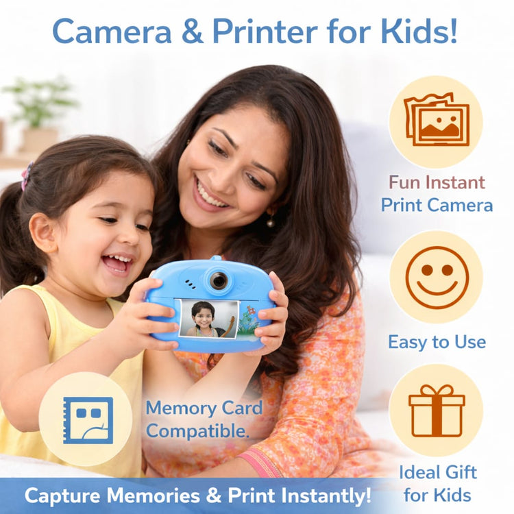 DHOOTHA™ DIY Instant Digital Camera for Kids | Rechargeable HD Photo & Video Camera with Print Feature | Creative Learning Toy Gift for Boys & Girls | Fun Photography Kit