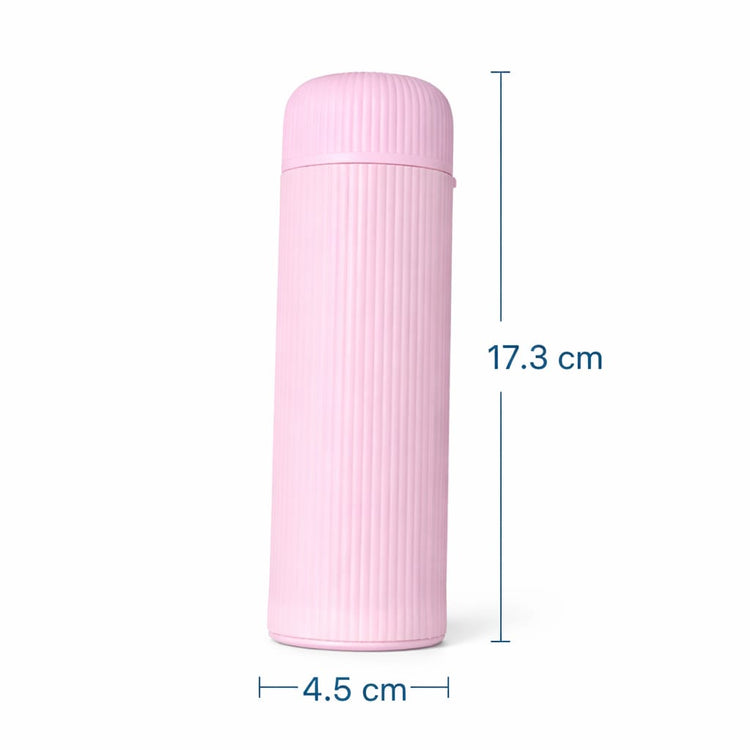 Glass Water Bottle with Lid – Leakproof Reusable Drinking Bottle, Stylish Ribbed Design, BPA-Free Eco-Friendly Glass Bottle for Water, Juice & Beverages, Travel Office Gym (Pink)