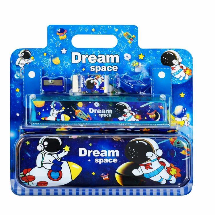 Kids Space Stationery Set β Astronaut Pencil Case with Pencil, Eraser & Sharpener β Dream Space School Supplies Kit for Boys & Girls, Cartoon Gift Set