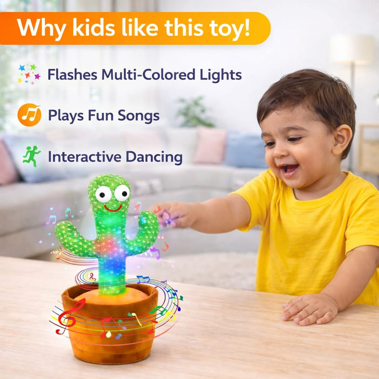 DHOOTHA™ Talking Cactus Toy for Kids | Dancing Repeat Voice Musical Plush Toy with Recording Function | Interactive Fun Gift for Boys & Girls