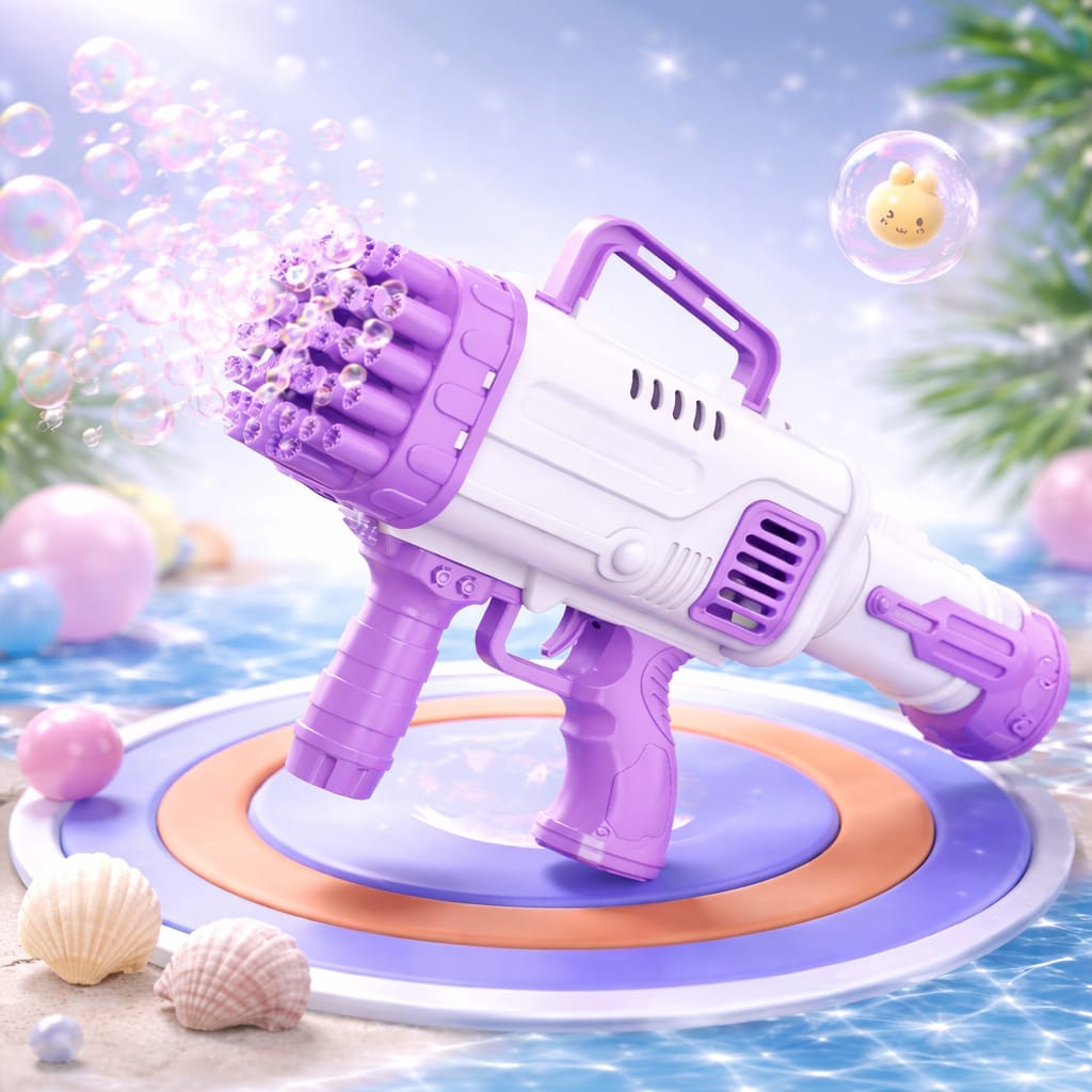 32-Hole Automatic Bubble Gun Machine for Kids – Electric Bubble Blaster Toy with High Output Bubbles, Lightweight Handheld Bubble Maker for Outdoor Summer Beach Party, Birthday Gifts (Purple , Green , Red)