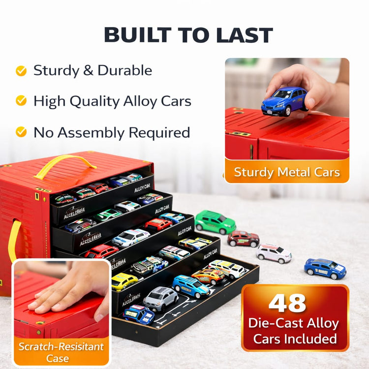 48 Container Truck Car Set for Kids | Heavy Duty Transport Trailer Toy Vehicle | Large Cargo Carrier Playset | Construction & Logistics Toy Gift for Boys Age 3+ Years