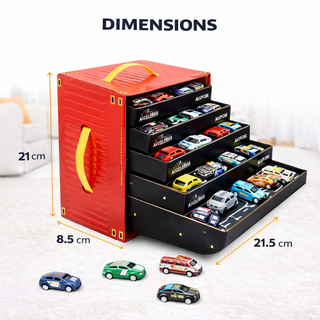 48 Container Truck Car Set for Kids | Heavy Duty Transport Trailer Toy Vehicle | Large Cargo Carrier Playset | Construction & Logistics Toy Gift for Boys Age 3+ Years