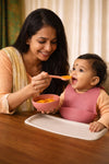 Dhootha™ 6-in-1 Silicone Baby Feeding Set with Suction Plate, Bowl, Cup, Bib, Spoon & Fork | BPA-Free Self Feeding Essentials for Babies 6–12 Months | Dark Pink