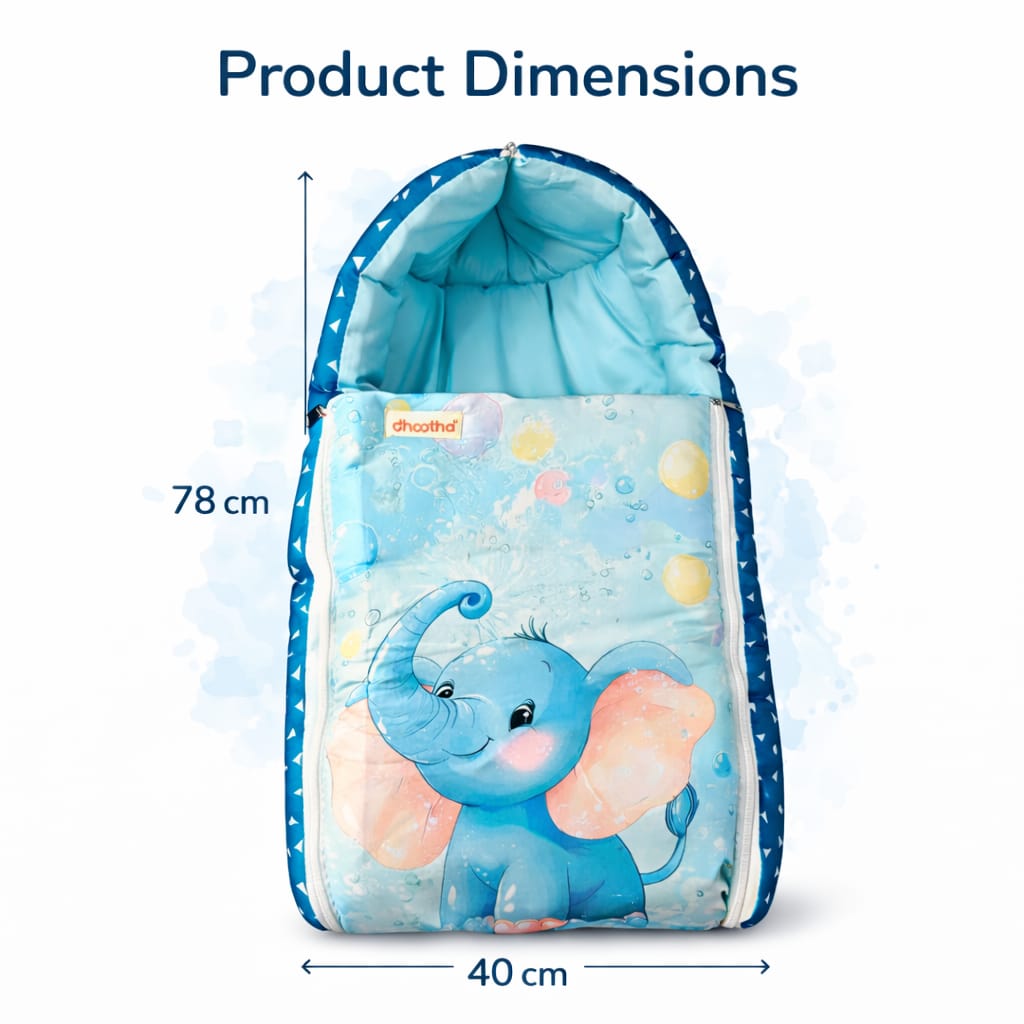 Dhootha™ 3-in-1 Baby Sleeping Bag & Carry Nest for Newborn (0–12 Months) | Portable Cotton Infant Bed Cum Bassinet for Co-Sleeping & Travel | Soft, Foldable, Washable Unisex Bedding Set