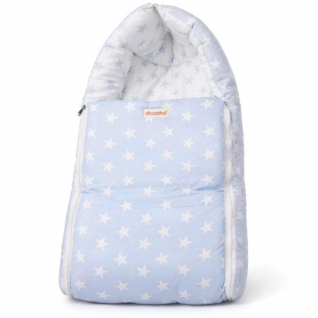 Dhootha™ 3-in-1 Baby Sleeping Bag & Carry Nest for Newborn (0–12 Months) | Portable Cotton Infant Bed Cum Bassinet for Co-Sleeping & Travel | Soft, Foldable, Washable Unisex Bedding Set