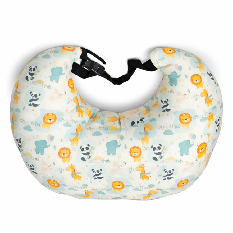 C-Shaped Nursing Pillow for Breastfeeding – Baby Feeding Support Cushion with Soft Cotton Cover, Ergonomic Maternity Pillow for Newborns, Infants & Moms (Cute Animal Print)