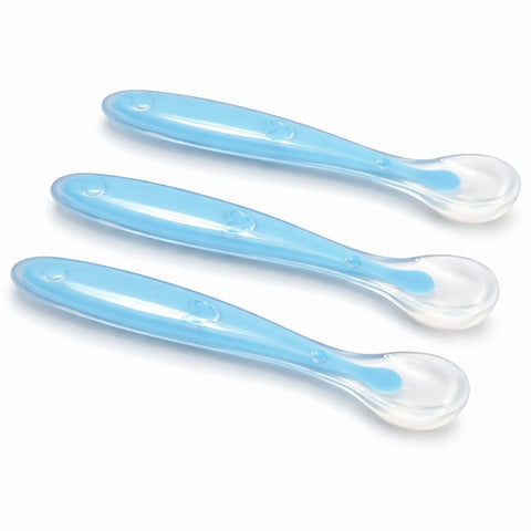 DHOOTHA™ Baby Silicone Spoon Pack of 3 | Soft BPA Free Feeding Spoons for Infants & Toddlers | Gentle Gum-Friendly Tip | Heat Resistant, Easy Grip Training Utensil for First Stage Self Feeding