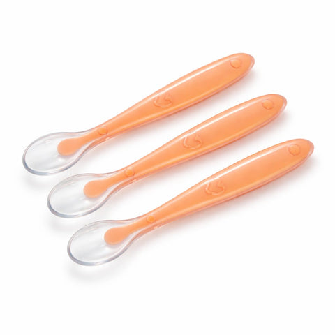 DHOOTHA™ Baby Silicone Spoon Pack of 3 | Soft BPA Free Feeding Spoons for Infants & Toddlers | Gentle Gum-Friendly Tip | Heat Resistant, Easy Grip Training Utensil for First Stage Self Feeding