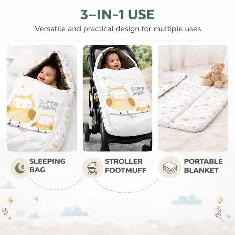 Dhootha™ 3-in-1 Baby Sleeping Bag & Carry Nest for Newborn (0–12 Months) | Portable Cotton Infant Bed Cum Bassinet for Co-Sleeping & Travel | Soft, Foldable, Washable Unisex Bedding Set