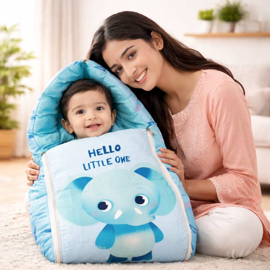 Dhootha™ 3-in-1 Baby Sleeping Bag & Carry Nest for Newborn (0–12 Months) | Portable Cotton Infant Bed Cum Bassinet for Co-Sleeping & Travel | Soft, Foldable, Washable Unisex Bedding Set