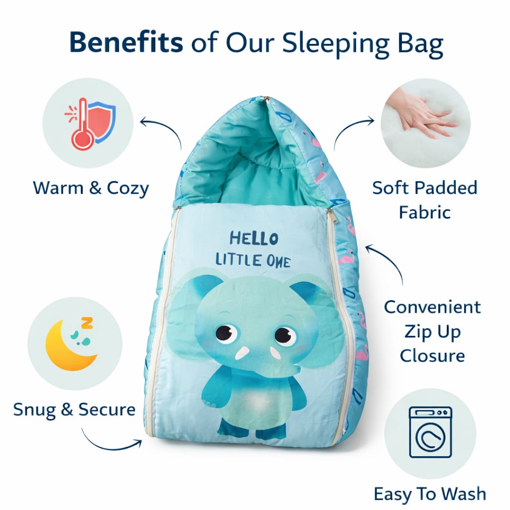Dhootha™ 3-in-1 Baby Sleeping Bag & Carry Nest for Newborn (0–12 Months) | Portable Cotton Infant Bed Cum Bassinet for Co-Sleeping & Travel | Soft, Foldable, Washable Unisex Bedding Set