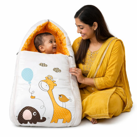 Dhootha™ 3-in-1 Baby Sleeping Bag & Carry Nest for Newborn (0–12 Months) | Portable Cotton Infant Bed Cum Bassinet for Co-Sleeping & Travel | Soft, Foldable, Washable Unisex Bedding Set