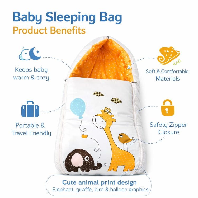 Dhootha™ 3-in-1 Baby Sleeping Bag & Carry Nest for Newborn (0–12 Months) | Portable Cotton Infant Bed Cum Bassinet for Co-Sleeping & Travel | Soft, Foldable, Washable Unisex Bedding Set