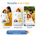 Dhootha™ 3-in-1 Baby Sleeping Bag & Carry Nest for Newborn (0–12 Months) | Portable Cotton Infant Bed Cum Bassinet for Co-Sleeping & Travel | Soft, Foldable, Washable Unisex Bedding Set