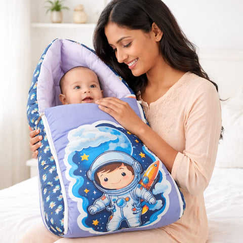 Dhootha™ 3-in-1 Baby Sleeping Bag & Carry Nest for Newborn (0–12 Months) | Portable Cotton Infant Bed Cum Bassinet for Co-Sleeping & Travel | Soft, Foldable, Washable Unisex Bedding Set