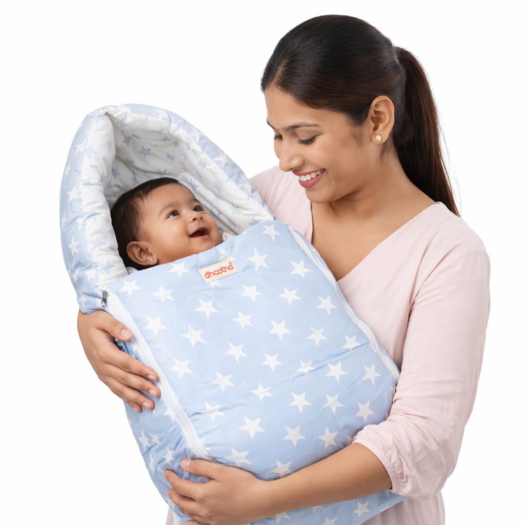 Dhootha™ 3-in-1 Baby Sleeping Bag & Carry Nest for Newborn (0–12 Months) | Portable Cotton Infant Bed Cum Bassinet for Co-Sleeping & Travel | Soft, Foldable, Washable Unisex Bedding Set