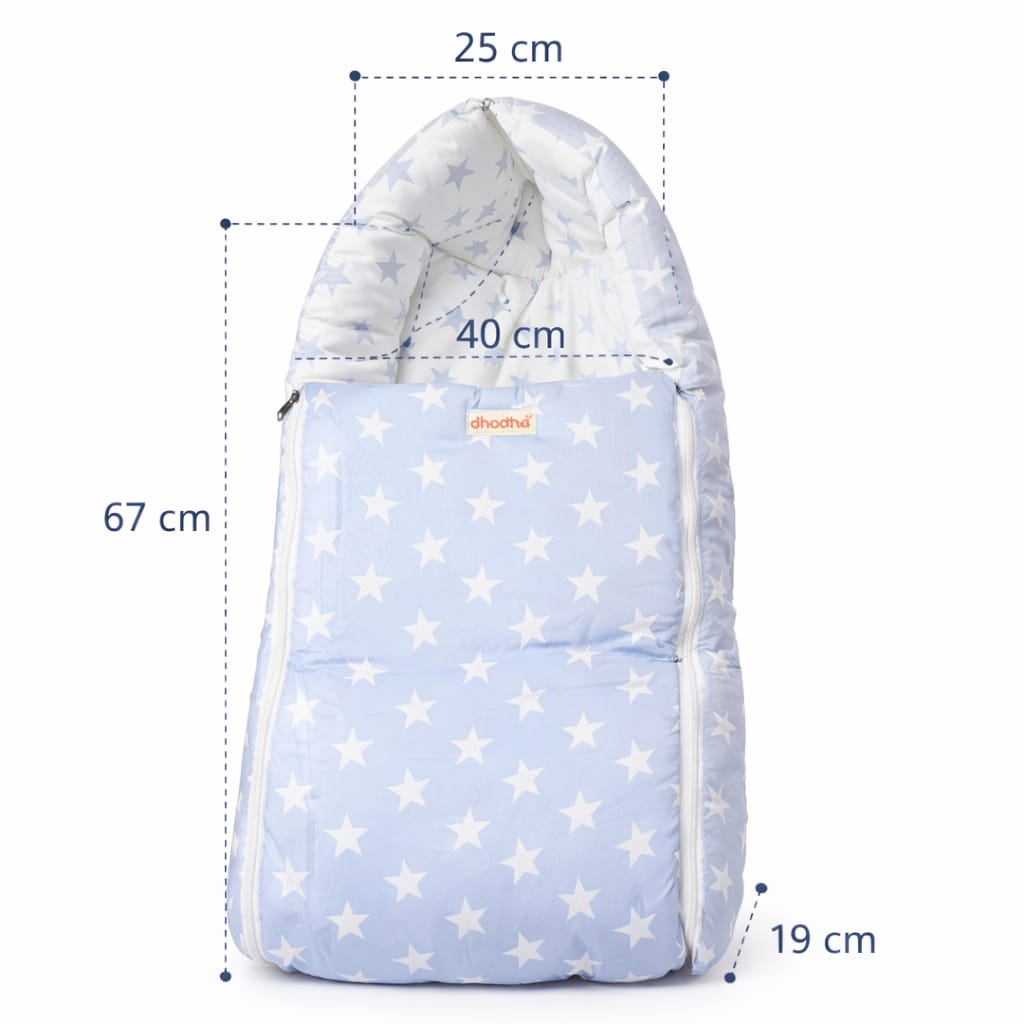 Dhootha™ 3-in-1 Baby Sleeping Bag & Carry Nest for Newborn (0–12 Months) | Portable Cotton Infant Bed Cum Bassinet for Co-Sleeping & Travel | Soft, Foldable, Washable Unisex Bedding Set