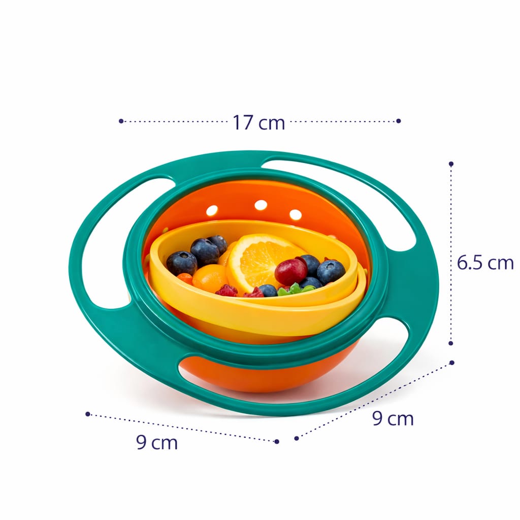 DHOOTHA™ 360 Degree Rotating Baby Bowl | Spill Proof Gyro Feeding Bowl for Toddlers | Anti Spill Snack Holder with Lid | BPA Free Toddler Food Container