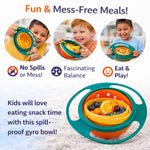 DHOOTHA™ 360 Degree Rotating Baby Bowl | Spill Proof Gyro Feeding Bowl for Toddlers | Anti Spill Snack Holder with Lid | BPA Free Toddler Food Container