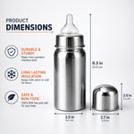 DHOOTHA™ 250 ml Stainless Steel Baby Feeding Bottle | BPA Free Food Grade Metal Body with Silicone Nipple | Leakproof Spill Resistant Design | Safe & Durable Milk Bottle for Infants