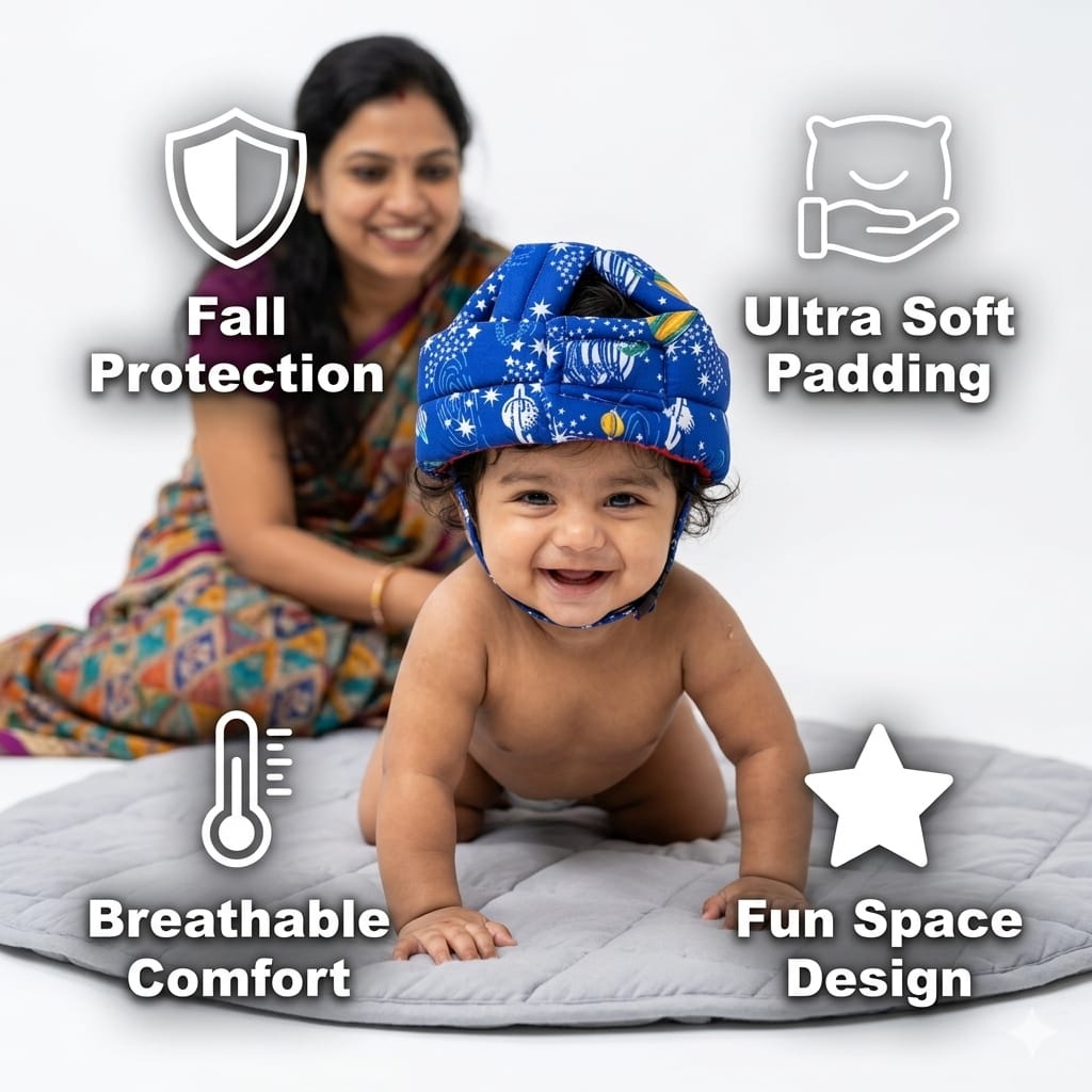 DHOOTHA™ Baby Head Protector Cushion for Toddlers | Soft Safety Backpack Pillow for Crawling & Walking | Adjustable Anti-Fall Protection Pad | Lightweight Head Guard for Infants