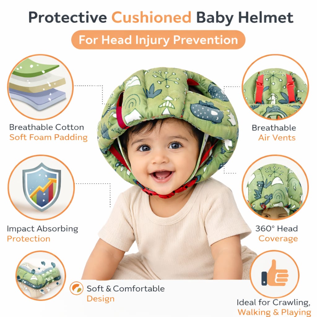 DHOOTHA™ Baby Head Protector Cushion for Toddlers | Soft Safety Backpack Pillow for Crawling & Walking | Adjustable Anti-Fall Protection Pad | Lightweight Head Guard for Infants