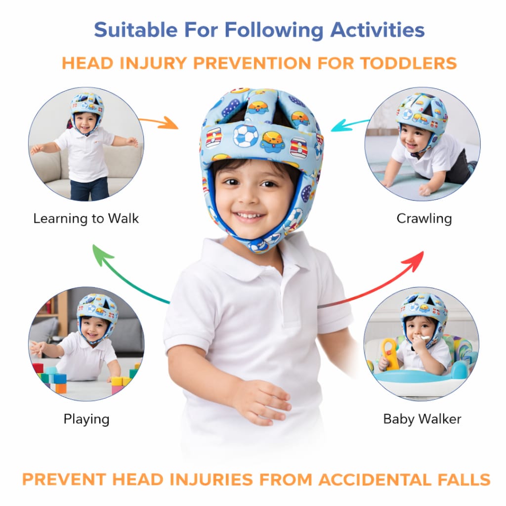 DHOOTHA™ Baby Head Protector Cushion for Toddlers | Soft Safety Backpack Pillow for Crawling & Walking | Adjustable Anti-Fall Protection Pad | Lightweight Head Guard for Infants