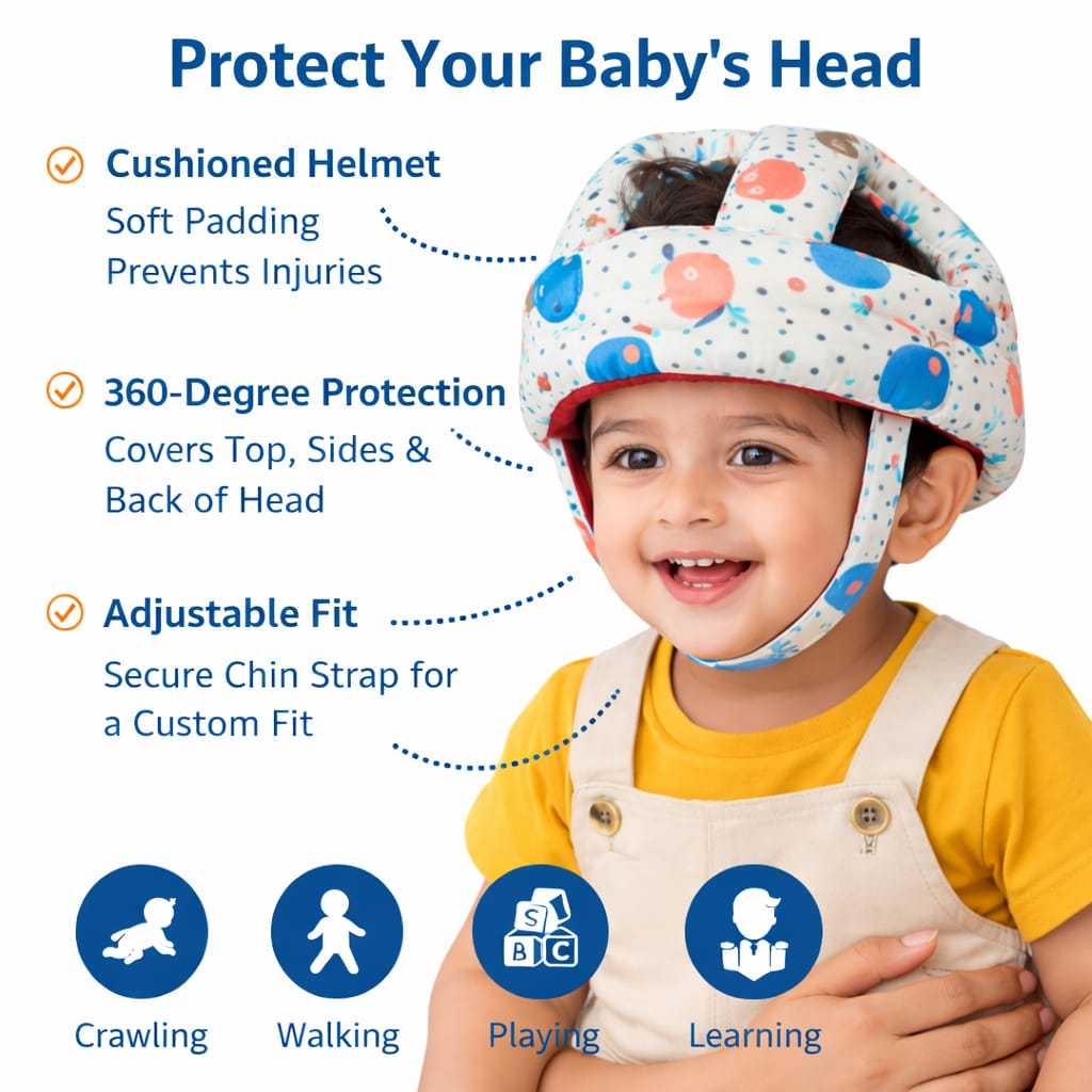 DHOOTHA™ Baby Head Protector Cushion for Toddlers | Soft Safety Backpack Pillow for Crawling & Walking | Adjustable Anti-Fall Protection Pad | Lightweight Head Guard for Infants