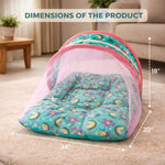 DHOOTHA™ Baby Mosquito Bed Set with Net | Foldable Infant Sleeping Bed with Protective Mesh Cover | Breathable Cushion Mattress, Portable & Travel Friendly | Newborn Safety  Bedding for 0–12 Months