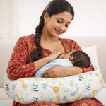 C-Shaped Nursing Pillow for Breastfeeding – Baby Feeding Support Cushion with Soft Cotton Cover, Ergonomic Maternity Pillow for Newborns, Infants & Moms (Cute Animal Print)