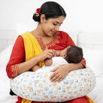 Adjustable C-Shaped Nursing Pillow with Strap – Baby Feeding Support Cushion for Breastfeeding & Bottle Feeding, Soft Cotton Maternity Pillow for Newborns & Infants (Cute Print)