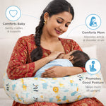C-Shaped Nursing Pillow for Breastfeeding – Baby Feeding Support Cushion with Soft Cotton Cover, Ergonomic Maternity Pillow for Newborns, Infants & Moms (Cute Animal Print)