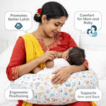 Adjustable C-Shaped Nursing Pillow with Strap – Baby Feeding Support Cushion for Breastfeeding & Bottle Feeding, Soft Cotton Maternity Pillow for Newborns & Infants (Cute Print)