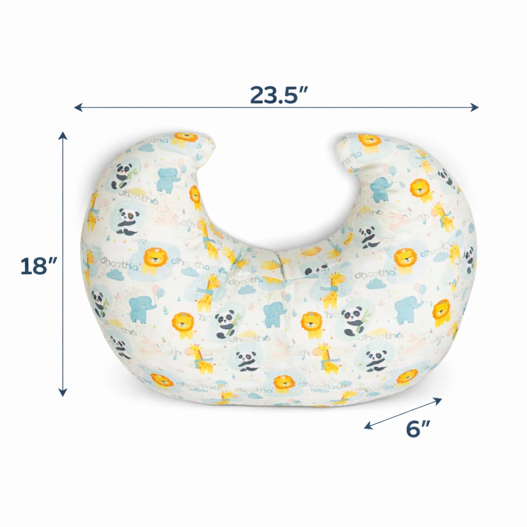 C-Shaped Nursing Pillow for Breastfeeding – Baby Feeding Support Cushion with Soft Cotton Cover, Ergonomic Maternity Pillow for Newborns, Infants & Moms (Cute Animal Print)