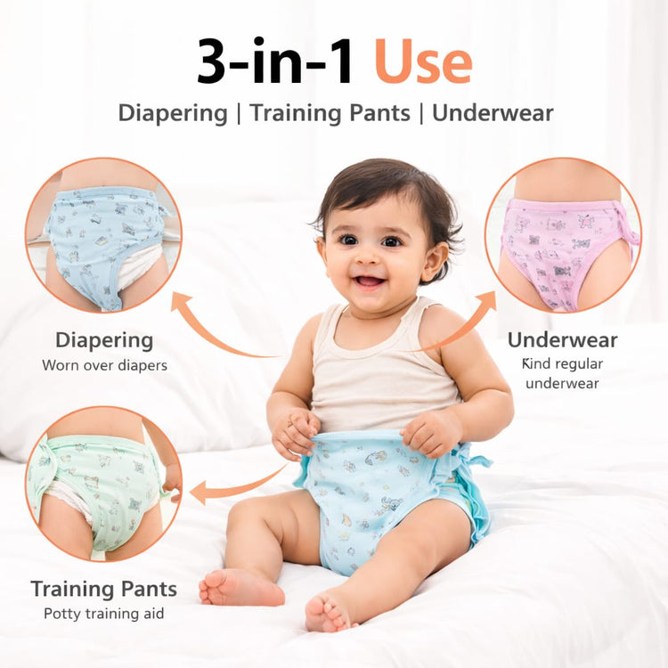 DHOOTHA™ Baby New Born Nappy Pack of 5 (0–3 Months) | Soft Reusable Cotton Langot Style Diaper | Adjustable Tie Closure, Breathable & Absorbent | Comfortable Daily Wear for Infants