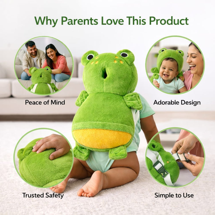 Dhootha™ Baby Head Protector Cushion Backpack for 6–24 Months | Honey Bee Design | Soft Plush Anti-Fall Safety Pillow with Adjustable Shoulder Straps | Lightweight Head & Back Protection for Crawling and Walking Infants