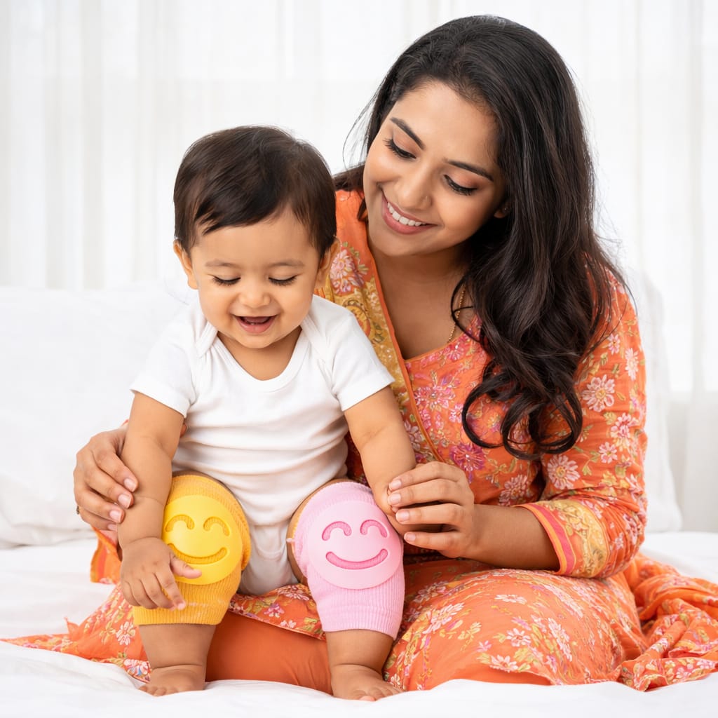 DHOOTHA™ Baby Knee Pad Pair for Crawling Infants | Soft Anti Slip Knee Protector for Toddlers | Stretchable Breathable Safety Guard | Comfortable Leg Support for Boys & Girls