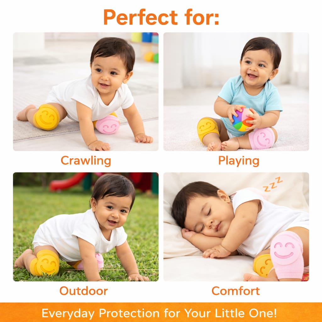 DHOOTHA™ Baby Knee Pad Pair for Crawling Infants | Soft Anti Slip Knee Protector for Toddlers | Stretchable Breathable Safety Guard | Comfortable Leg Support for Boys & Girls