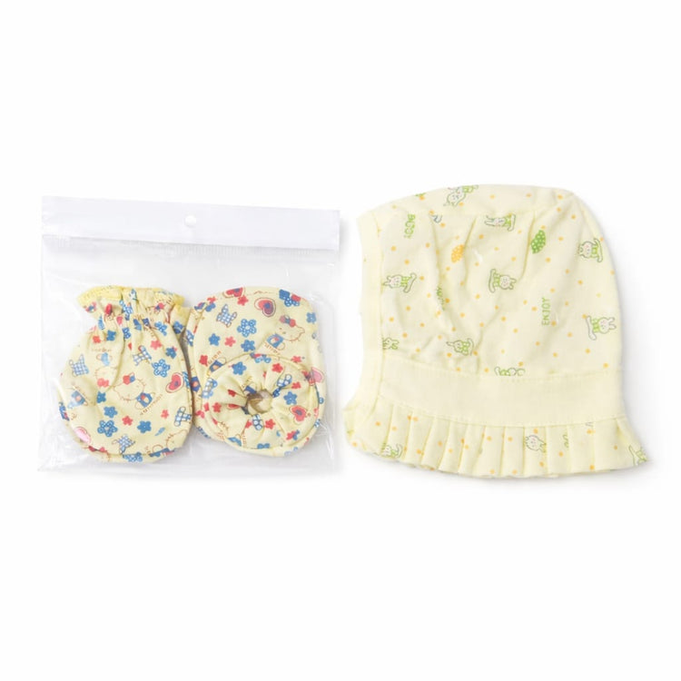 Dhootha™ Newborn Baby Cap and Mitten Set (0–3 Months) | Ultra Soft Cotton Infant Beanie Hat & No-Scratch Mittens | Breathable, Skin-Friendly, Anti-Slip Fit | Baby Boy & Girl Essentials Gift Set
