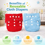 DHOOTHA™ Cloth Diapers Pack of 2 for Babies | Reusable Washable Nappies with Adjustable Fit | Soft Breathable Cotton Inner | Leak Resistant Eco-Friendly Alternative for Newborn & Infants