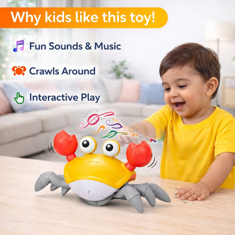 Musical Crawling Crab Toy for Kids with Lights & Sound | Dancing Baby Toy with Music | Interactive Toddler Toy | Educational & Fun Gift for Boys & Girls