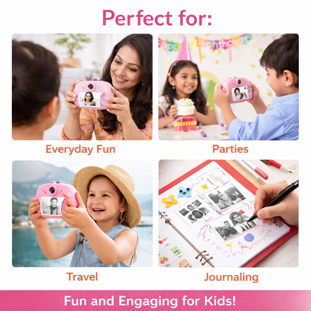 DHOOTHA™ DIY Instant Digital Camera for Kids | Rechargeable HD Photo & Video Camera with Print Feature | Creative Learning Toy Gift for Boys & Girls | Fun Photography Kit