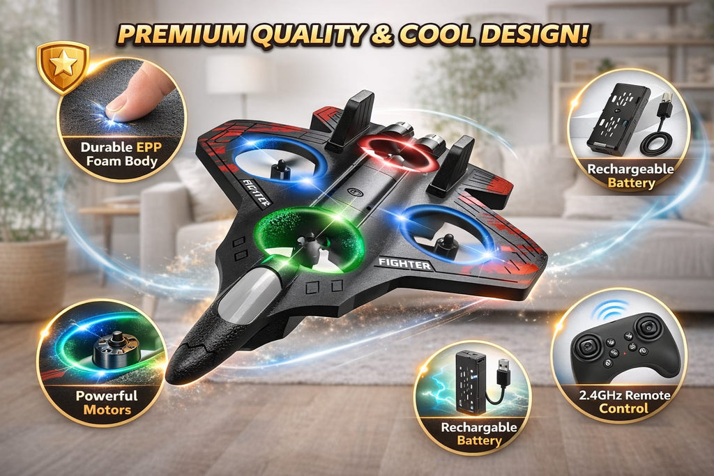Remote Control Aeroplane for Kids | Rechargeable RC Airplane Toy with 2.4GHz Controller | Outdoor Flying Glider Plane | Birthday Gift for Boys & Girls