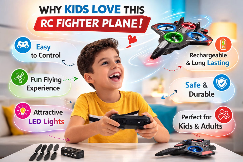 Remote Control Aeroplane for Kids | Rechargeable RC Airplane Toy with 2.4GHz Controller | Outdoor Flying Glider Plane | Birthday Gift for Boys & Girls